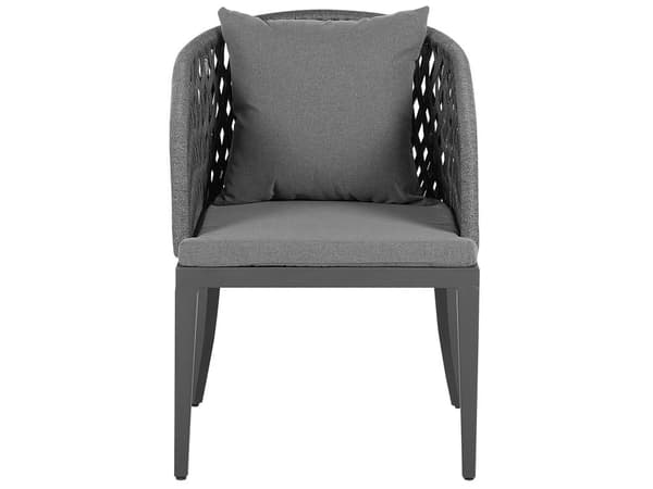 Trädgårdsmöbelset 4-sits Grå Aluminium Matt Yta Bord 4 st Stolar Kuddar Modern