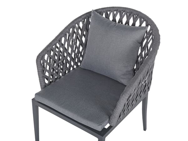 Trädgårdsmöbelset 4-sits Grå Aluminium Matt Yta Bord 4 st Stolar Kuddar Modern