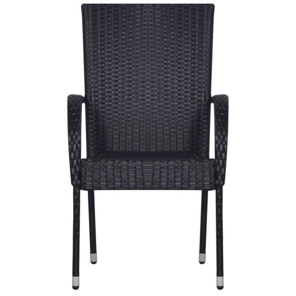 vidaXL spisebordssæt til haven 9 dele polyrattan sort