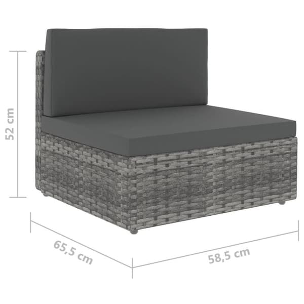 vidaXL Hagesofagruppe med puter 6 deler polyrotting grå