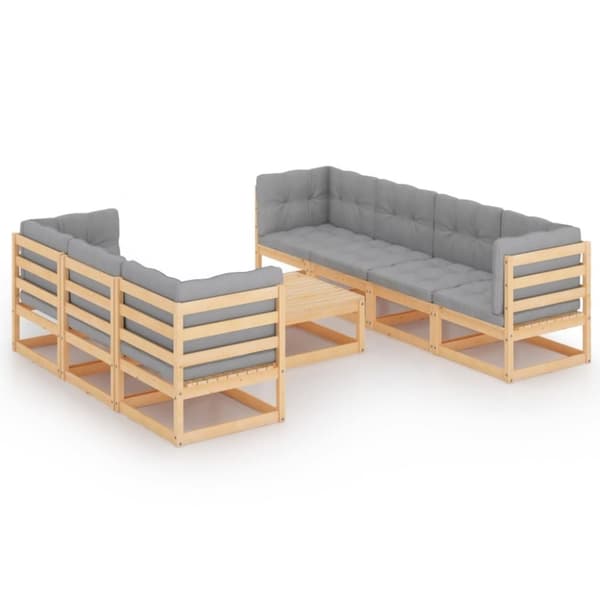 vidaXL Hagesofagruppe med puter 8 deler heltre furu