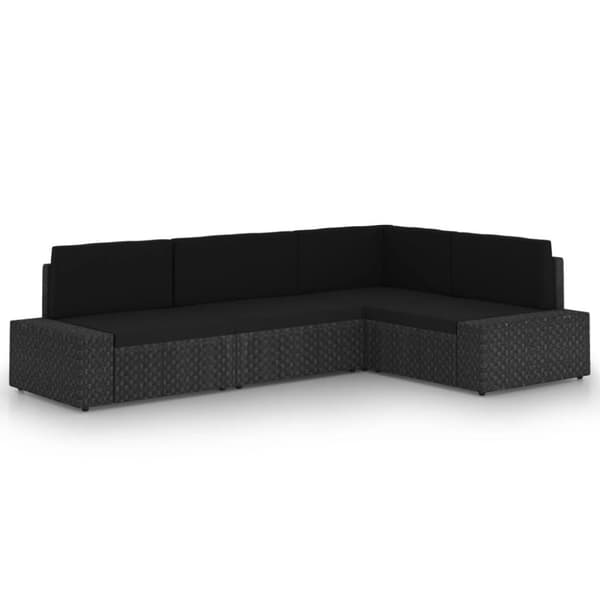 vidaXL loungesæt til haven 4 dele med hynder polyrattan sort