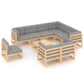 Miniatyrbilde 1 av 11: vidaXL Hagesofagruppe med puter 10 deler heltre furu