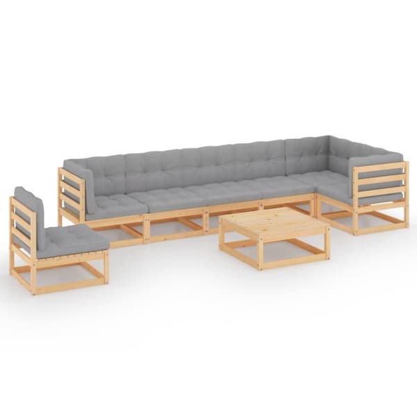 vidaXL Hagesofagruppe med puter 8 deler heltre furu