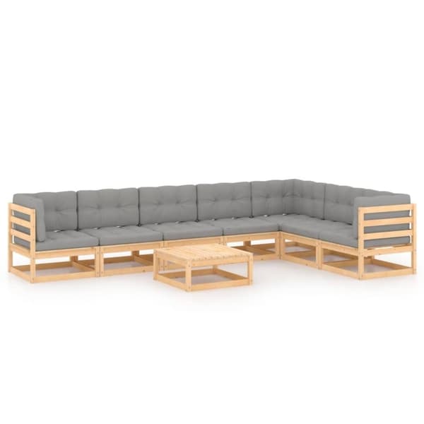 vidaXL Hagesofagruppe med puter 8 deler heltre furu