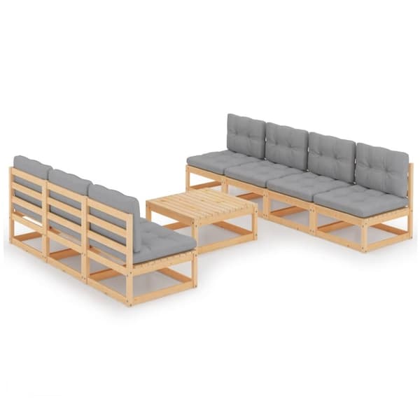 vidaXL Hagesofagruppe med puter 8 deler heltre furu