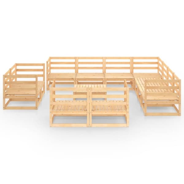 vidaXL Loungegrupp 12 delar massiv furu