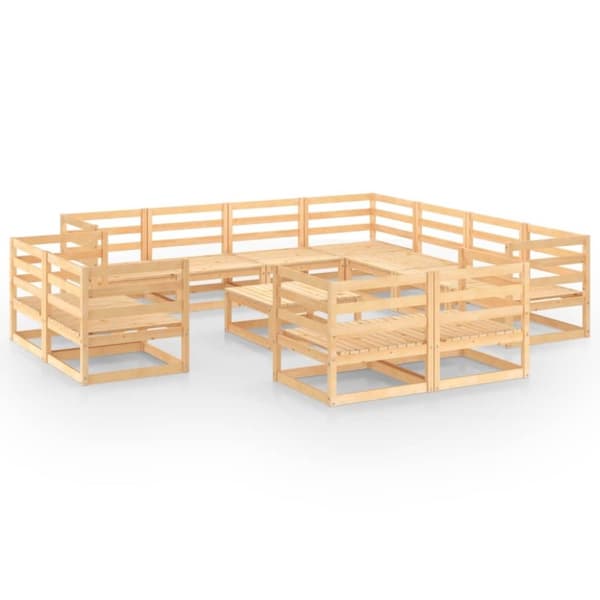 vidaXL Loungegrupp 12 delar massiv furu