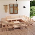 Miniatyrbild 1 av 11: vidaXL Loungegrupp 12 delar massiv furu