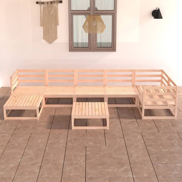 vidaXL Loungegrupp 8 delar massiv furu