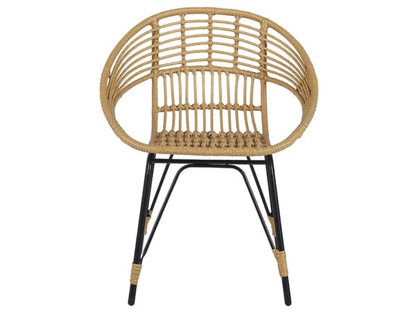 Cafesæt Beige Sort Rattan Jern og Glas Flet Havestole og Sofabord Puder Tilbehør Vedligeholdelsesfri Havemøbler Moderne Boho Have Balkon