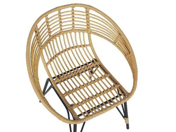 Cafesæt Beige Sort Rattan Jern og Glas Flet Havestole og Sofabord Puder Tilbehør Vedligeholdelsesfri Havemøbler Moderne Boho Have Balkon