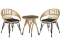 Miniatyrbillede 1 af 11: Cafesæt Beige Sort Rattan Jern og Glas Flet Havestole og Sofabord Puder Tilbehør Vedligeholdelsesfri Havemøbler Moderne Boho Have Balkon