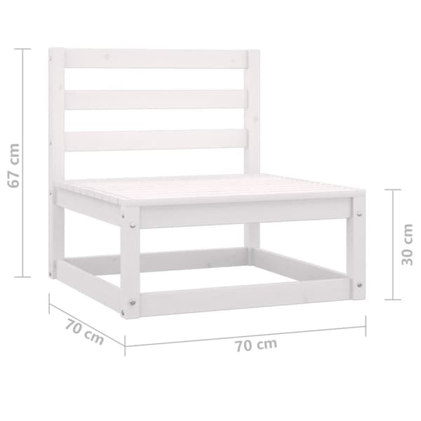 vidaXL midtermodul til havesofa massivt fyrretræ hvid