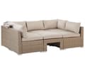 Miniatyrbillede 8 af 11: Udendørs Havesæt Beige Lysebrun PE Rattan Sofa med Baldakin og Hynder Stole Moderne Design