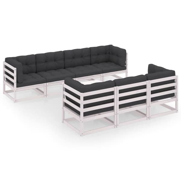 vidaXL Hagesofagruppe med puter 8 deler heltre furu