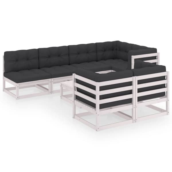 vidaXL Hagesofagruppe med puter 8 deler heltre furu