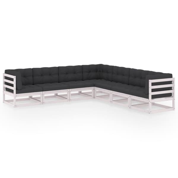 vidaXL Hagesofagruppe med puter 7 deler heltre furu