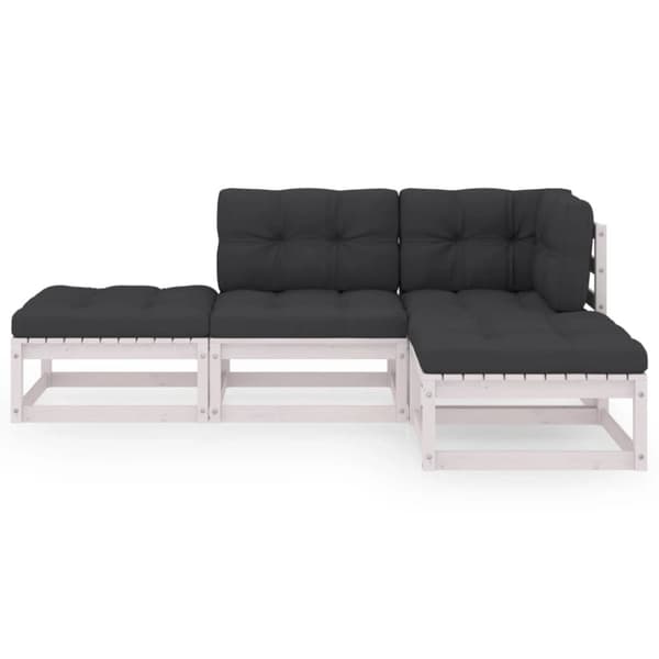 vidaXL Hagesofagruppe med puter 4 deler heltre furu