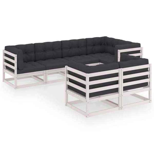 vidaXL Hagesofagruppe med puter 7 deler heltre furu