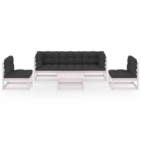 vidaXL Hagesofagruppe med puter 6 deler heltre furu