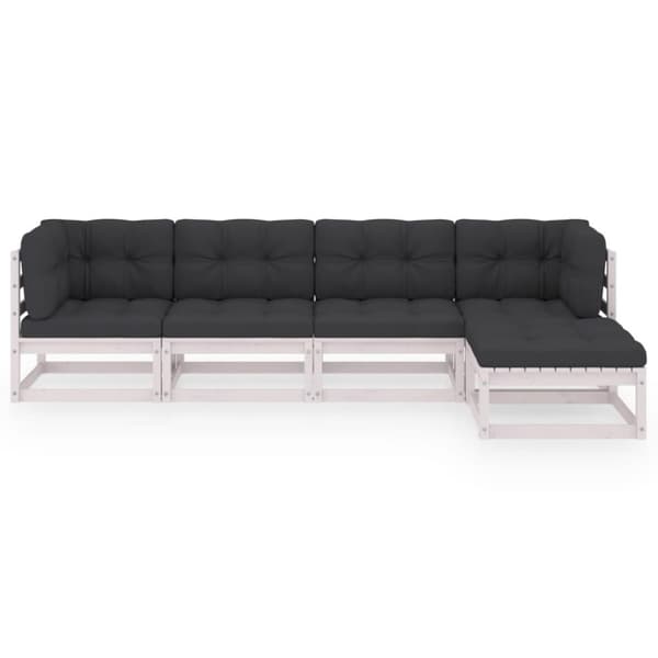 vidaXL Hagesofagruppe med puter 5 deler heltre furu
