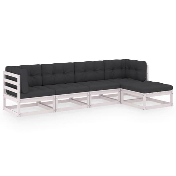 vidaXL Hagesofagruppe med puter 5 deler heltre furu