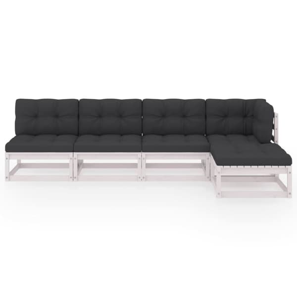 vidaXL Hagesofagruppe med puter 5 deler heltre furu