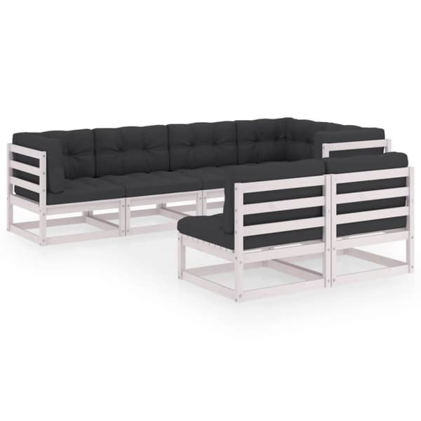 vidaXL Hagesofagruppe med puter 7 deler heltre furu