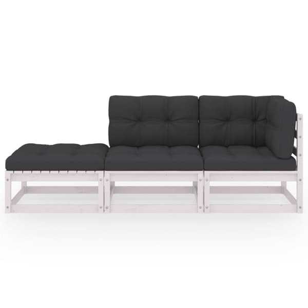 vidaXL Hagesofagruppe med puter 3 deler heltre furu