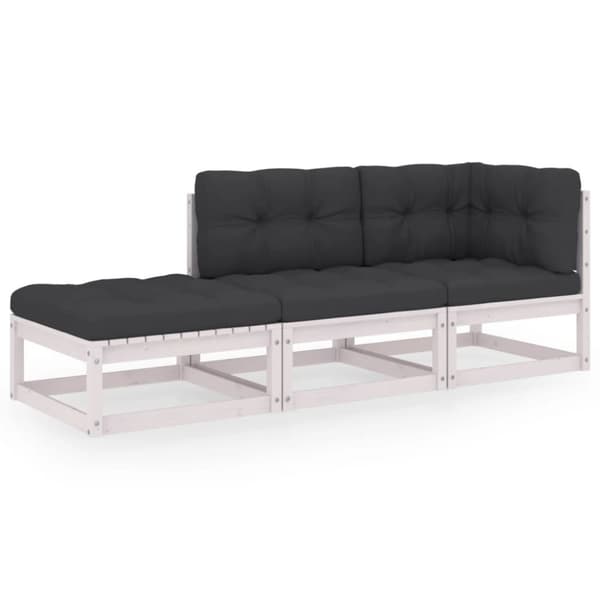 vidaXL Hagesofagruppe med puter 3 deler heltre furu