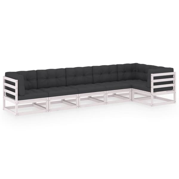 vidaXL Hagesofagruppe med puter 6 deler heltre furu