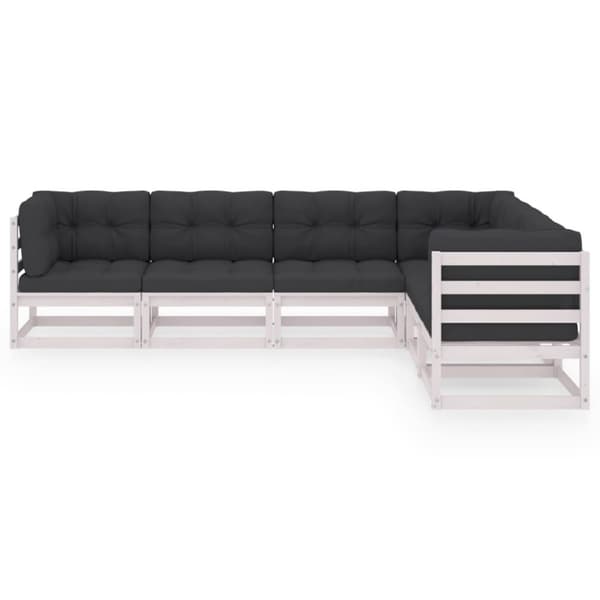 vidaXL Hagesofagruppe med puter 6 deler heltre furu
