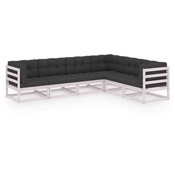 vidaXL Hagesofagruppe med puter 6 deler heltre furu
