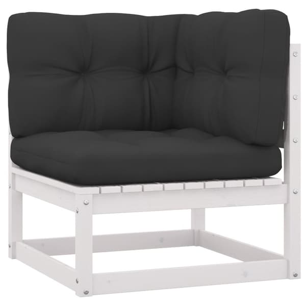 vidaXL Hagesofagruppe med puter 11 deler hvit heltre furu