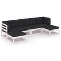 Miniatyrbilde 2 av 11: vidaXL Hagesofagruppe med puter 6 deler hvit heltre furu