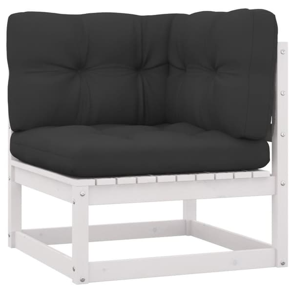 vidaXL Hagesofagruppe med puter 6 deler hvit heltre furu