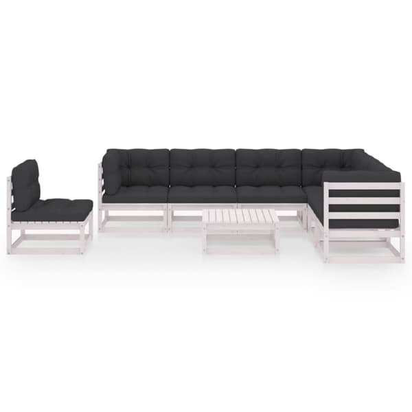 vidaXL Hagesofagruppe med puter 8 deler hvit heltre furu