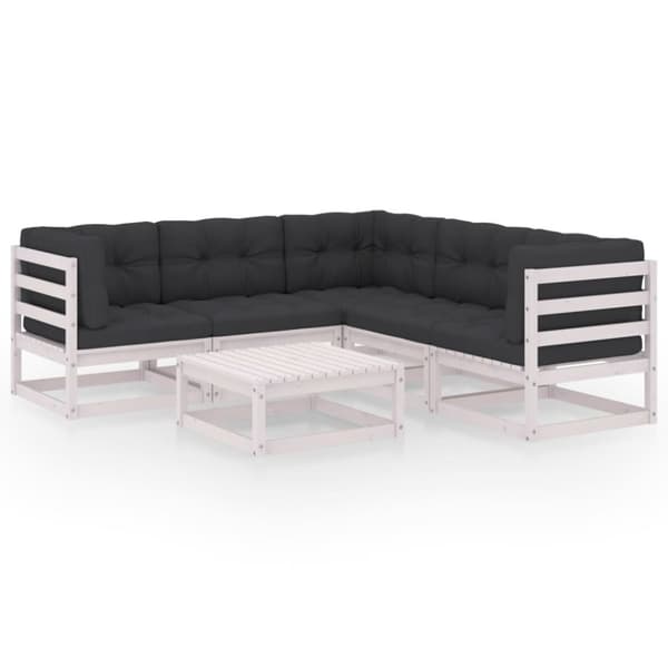 vidaXL Hagesofagruppe med puter 6 deler heltre furu