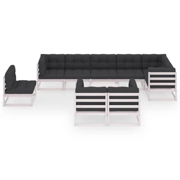 vidaXL Hagesofagruppe med puter 10 deler heltre furu