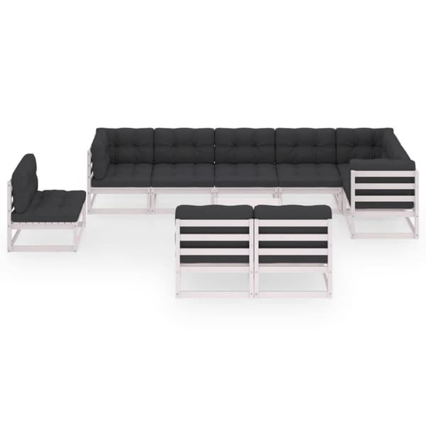 vidaXL Hagesofagruppe med puter 10 deler heltre furu
