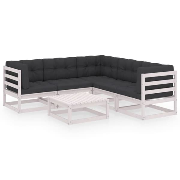 vidaXL Hagesofagruppe med puter 6 deler heltre furu