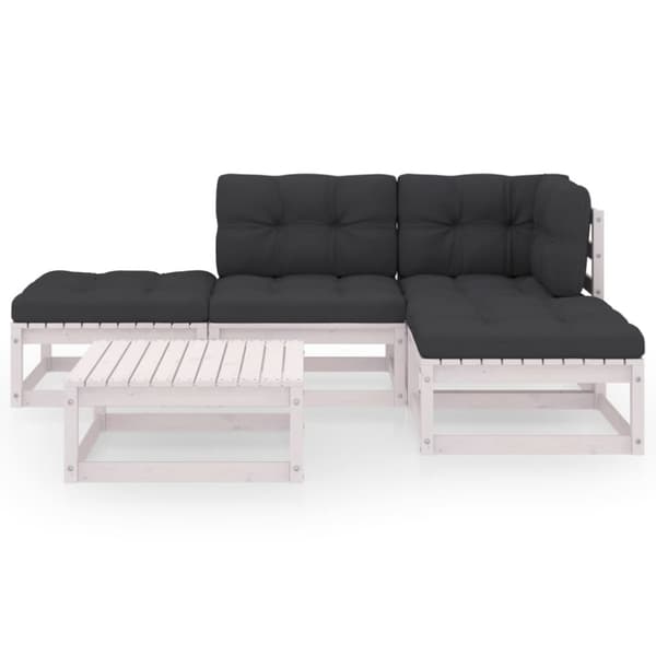 vidaXL Hagesofagruppe med puter 5 deler heltre furu