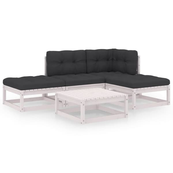 vidaXL Hagesofagruppe med puter 5 deler heltre furu