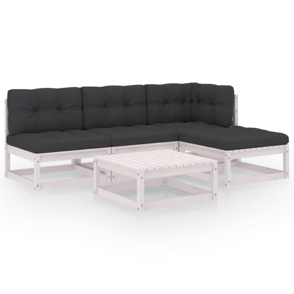 vidaXL Hagesofagruppe med puter 5 deler heltre furu