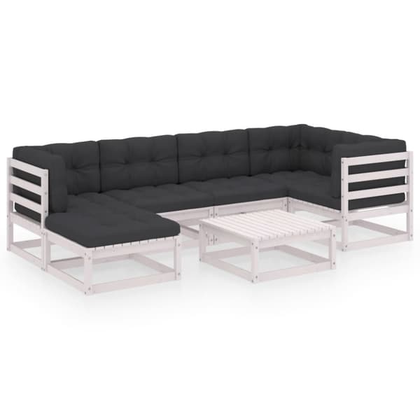 vidaXL Hagesofagruppe med puter 7 deler heltre furu