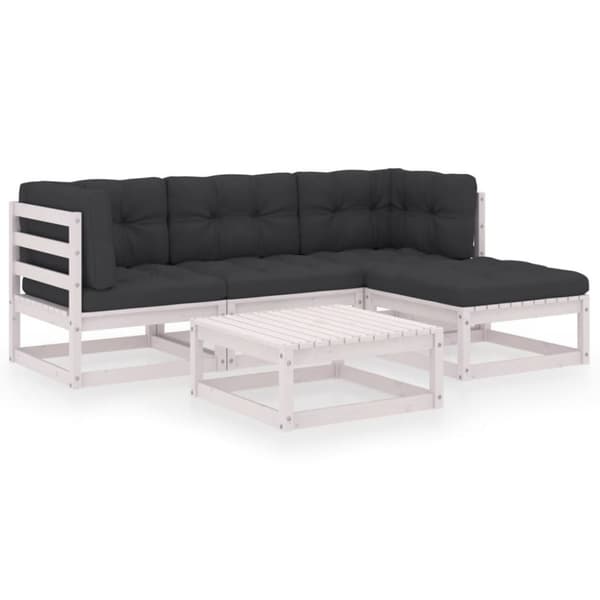 vidaXL Hagesofagruppe med puter 5 deler heltre furu