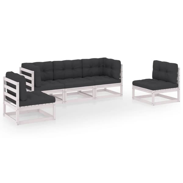vidaXL Hagesofagruppe med puter 5 deler heltre furu