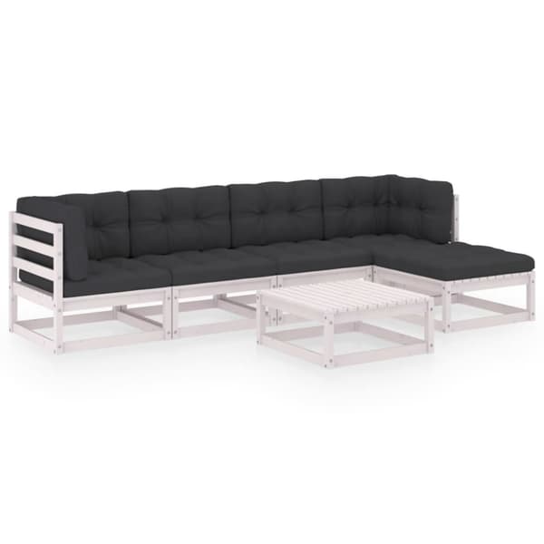 vidaXL Hagesofagruppe med puter 6 deler heltre furu
