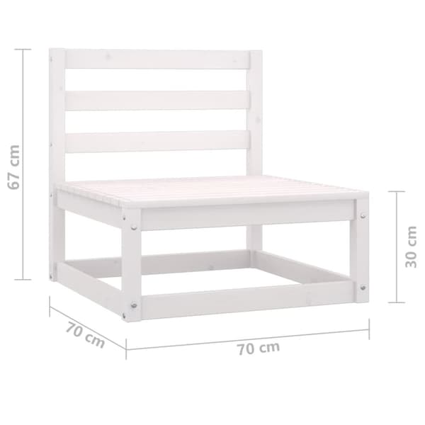 vidaXL Mittensektion till pallsoffa 2 st vit massiv furu